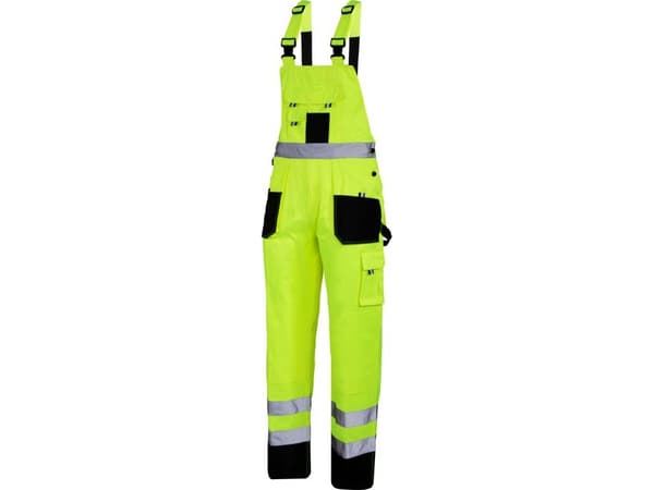 Lahti Pro HIGH VISIBILITY MUSTA JA KELTAINEN BIB PANTS, "M", CE, LAHTI