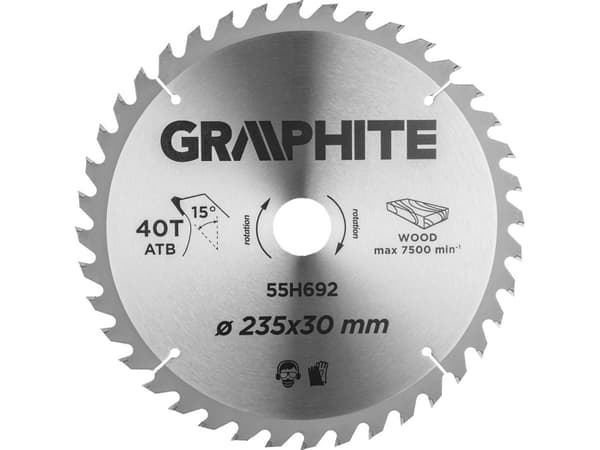 Graphite Graphite Circular Saw (pyörösaha, leveä, 235 x 30 mm, 40 hammasta)