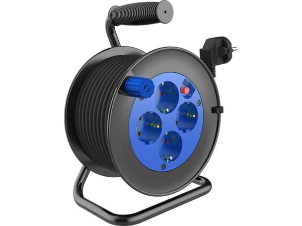 Orno MINI jatkojohto, 4 pistorasiaa 2P+Z (schuko), metallijalusta, polyvinyyli H05VV-F 3x1mm2 - 15m