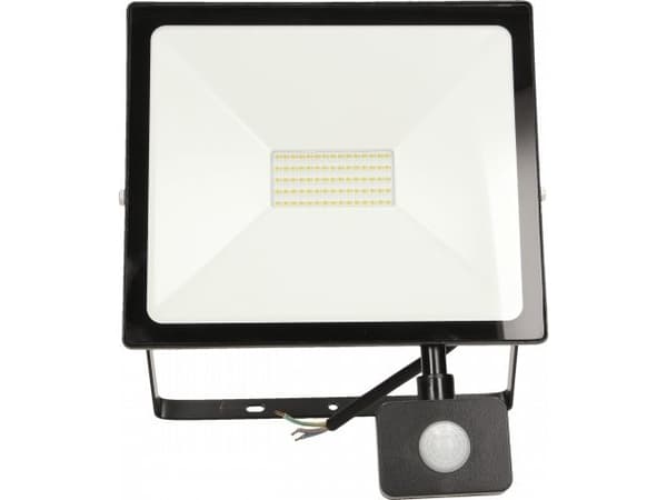 Orno ALLED 50W flomlys LED flomlys med PIR, 4000lm, IP44, 4000K, Alu+glass