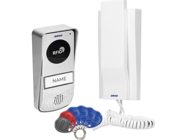 Enfamilies utenpåliggende intercomsett med fjernkontrollleser, MIZAR, OR-DOM-AT-929/W