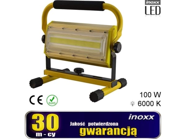 Nvox Bærbar LED-flomlys 100w 6000k batteri/ 230v