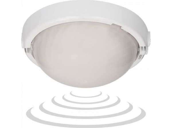 Orno 8080T/MAT-TRIO/MS/PL, armatur med mikrovågsrörelsesensor, 75W, E27, IP44, IK10, mjölkpolykarbonat, genomföringar