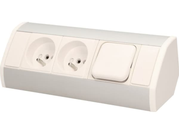 2x2P+Z vägguttag med ON/OFF-brytare, vit/silver,OR-GM-9002/W-G