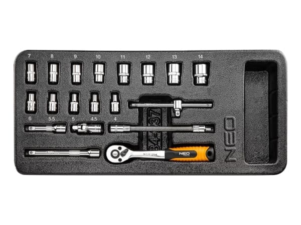 1/4" socket wrenches, set of 19, insert