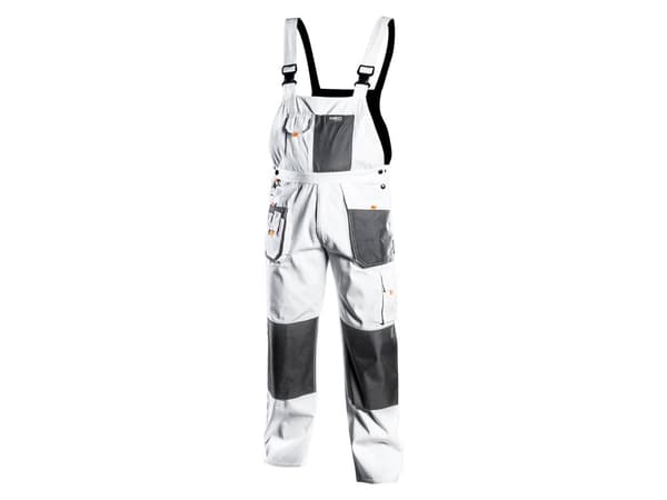 Work trousers with bibs, white, HD, size XL/56