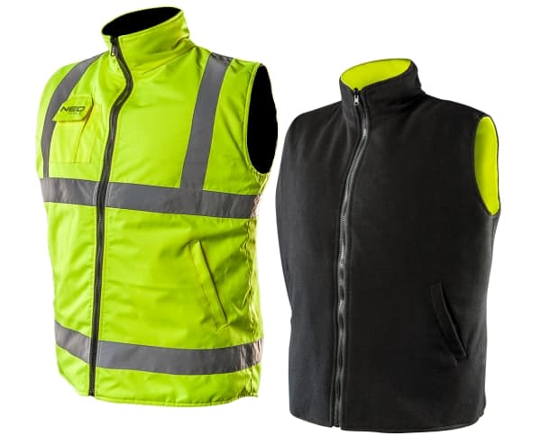 Work vest, double-sided, one side reflective, yellow, size S/48