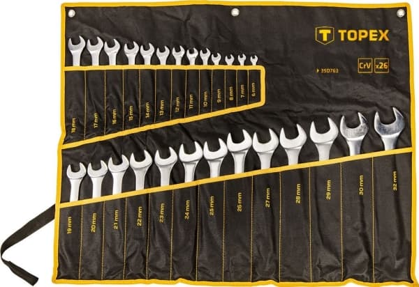 Combination wrenches 6-32 mm, set of 26, sheet