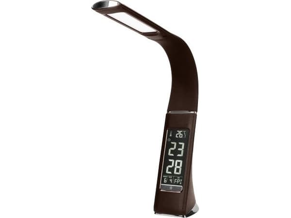 Orno DOLOMIT LED 5W, bordslampa med väckarklocka, 300lm, 4000K, brun