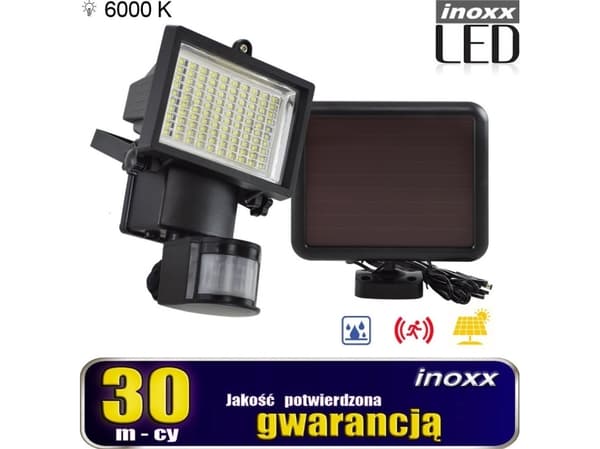 Nvox Solar lampe LED spotlight 100 SMD dioder med bevegelses- og skumringssensor