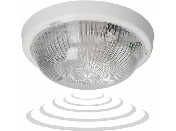 7070T-ALFA/MS, armatur med mikrobølgebevegelsessensor, 100W, E27, IP44, transparent glass, A2210-HF