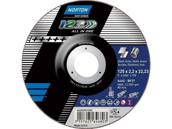 Norton skjære- og slipeskive A46S-125x2,2x22,2-T27 NORTON 1 2 3
