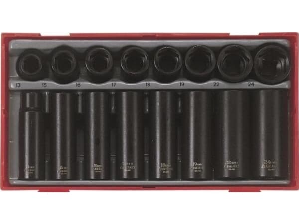 Teng Tools 16-delade 1/2" maskinhylsor med fyrkantigt skaft