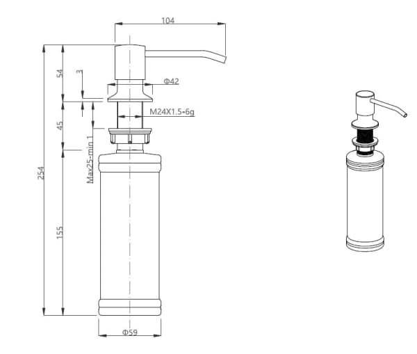 QUADRON KEIRA Steinsteel dispenser i borstat stål (320 ml)