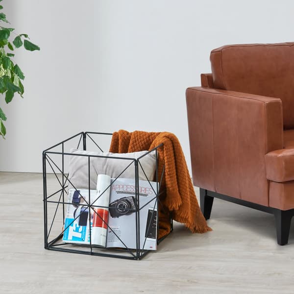 Tidningsställ Temse 40x40x40 cm metall [en.casa]