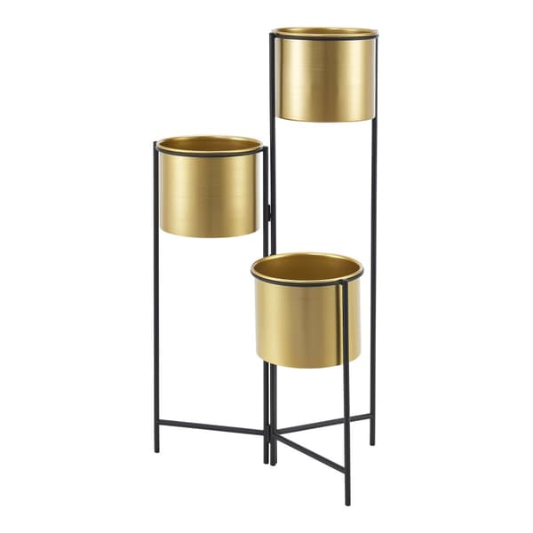 Piedestal Haasdonk hopfällbar 3 krukor 80x45x45 cm metall [en.casa]