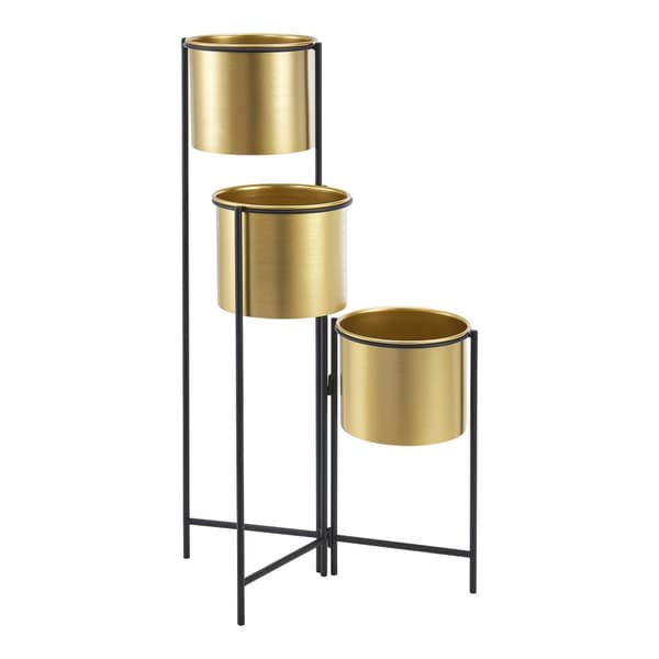 Piedestal Haasdonk hopfällbar 3 krukor 80x45x45 cm metall [en.casa]