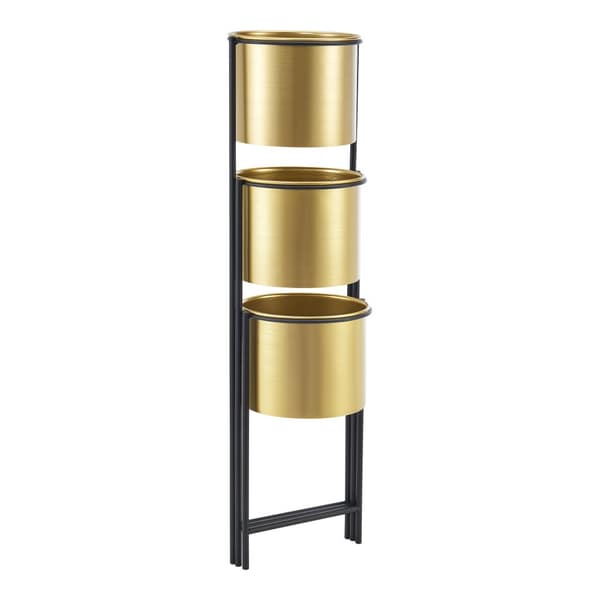 Piedestal Haasdonk hopfällbar 3 krukor 80x45x45 cm metall [en.casa]