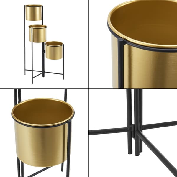 Piedestal Haasdonk hopfällbar 3 krukor 80x45x45 cm metall [en.casa]