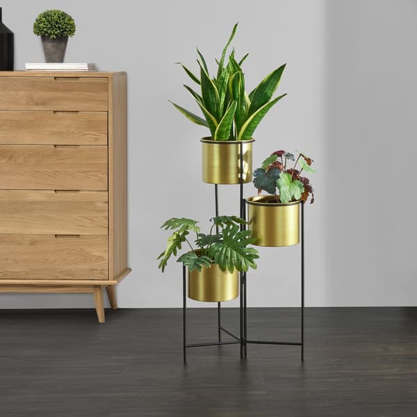 Piedestal Haasdonk hopfällbar 3 krukor 80x45x45 cm metall [en.casa]
