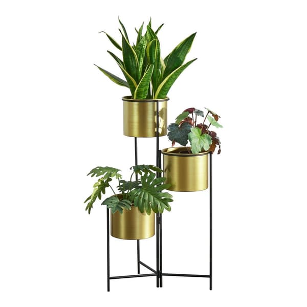 Piedestal Haasdonk hopfällbar 3 krukor 80x45x45 cm metall [en.casa]