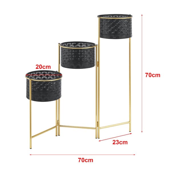 Piedestal Kieldrecht hopfällbar 3 krukor 70x70x20 cm metall [en.casa]