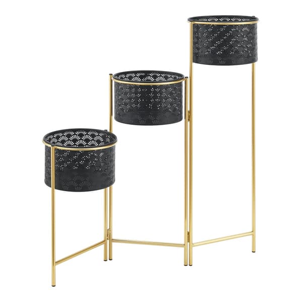 Piedestal Kieldrecht hopfällbar 3 krukor 70x70x20 cm metall [en.casa]