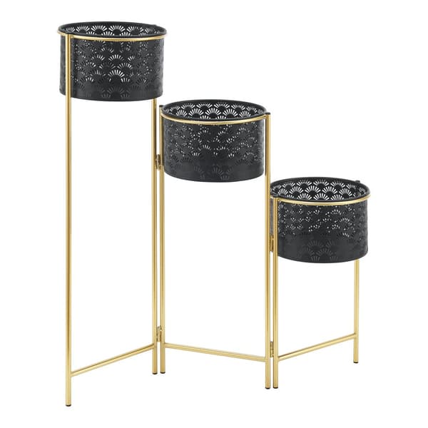 Piedestal Kieldrecht hopfällbar 3 krukor 70x70x20 cm metall [en.casa]