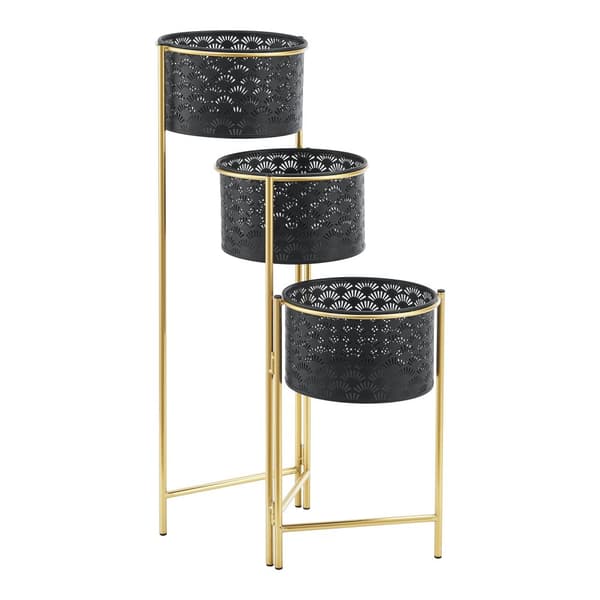 Piedestal Kieldrecht hopfällbar 3 krukor 70x70x20 cm metall [en.casa]