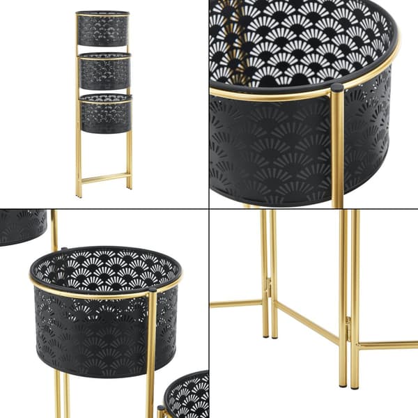 Piedestal Kieldrecht hopfällbar 3 krukor 70x70x20 cm metall [en.casa]