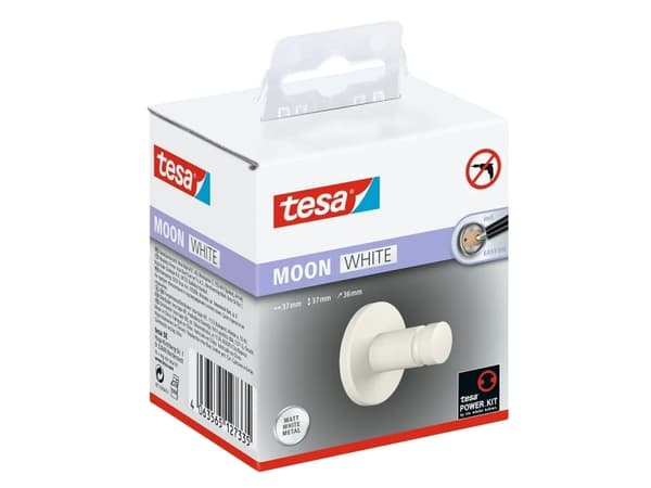 tesa MOON WHITE handdukskrokar lim metall