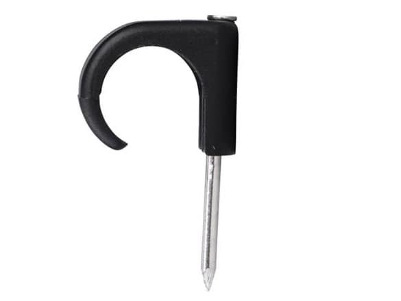 SCHNEIDER ELECTRIC Clips rund TC-C5M 14-20mm sort, Ø2,0/35/18mm søm i syrefast rustfrit stål, kat. C5M - (100 stk.)