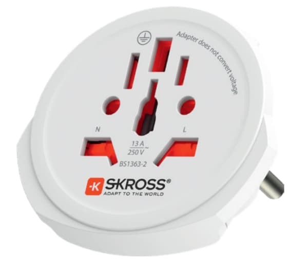 Skross 1.103165. Kontaktpluggtype: Universal, Stikkontakttype: Universal, Universalpluggtilkoblingstyper: Type B, Type I (AU), Type F, Type G (VK). B