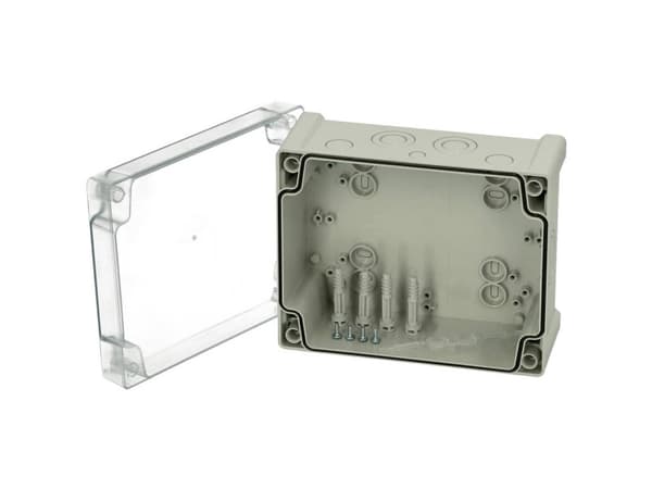 Fibox Enclosure, PC Clear transparent cover 5824030 Universalkabinet 201 x 163 x 98 Polykarbonat Gråhvid (RAL 7035) 1 stk