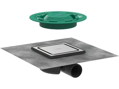 hansGrohe RainDrain Spot kvadratisk afløbsskål 150 x 150 mm børstet rustfrit stål