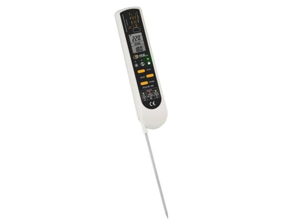PCE Instruments Indstikstermometer IP65, LED-lommelygte, med fleksibel føler, med dyk- /indstiksføler