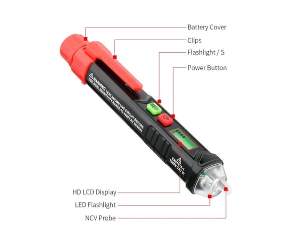 Habotest HT100P, 12 - 1000 V, Sort, Rød, 32 g