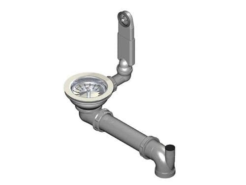 Intra Juvel A6 komplet strainer ventil til enkeltvask med tilbagetrukket Spacesaver afløb og Y overløbsdel