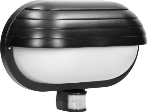 MUSAM, hagearmatur med bevegelsessensor 180, 1x60W, E27, IP44, med lukker, plast, svart, LF-1/B