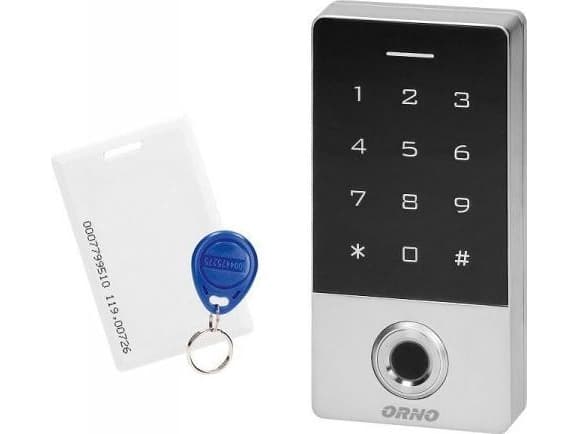 Touchstyrt kodlås med läsare för närhets- och nyckelkort samt fingeravtryck, IP68, 1 relä, OR-ZS-822
