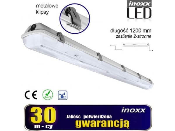 Nvox industriell hermetisk lampe ip65 led 1x120cm t8 g13 med toveis strømforsyning