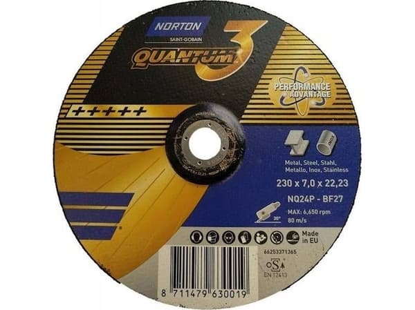 Norton Slipskiva NQ24P-230x7.0x22.23-T27 NOR-Quantum 3