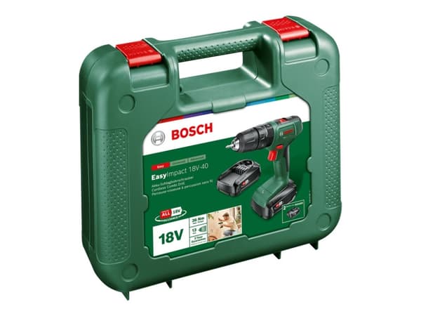 Bosch EasyImpact 18V-40 - Hammerbor/driver - trådløs - 2 hastigheter - nøkkelfri borhylse 13 mm - 40 N·m inkludert lader - 18 V