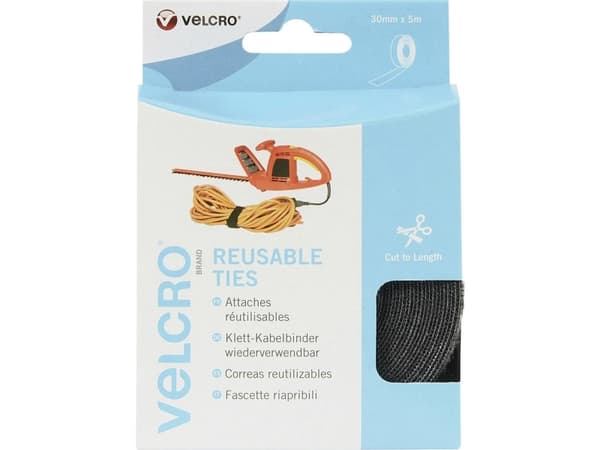 Velcro VEL-EC60254, Musta, 30 mm, 5 m, 1 kpl, Laatikko