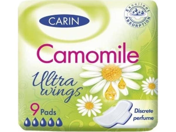 Cairn CARIN_Antiseptic Ultra Wings ultratynne sanitetsbind med kamillevinger 9 stk.