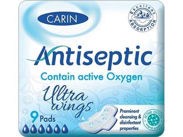 Cairn CARIN_Antiseptic Ultra Wings ultratynne sanitetsbind med vinger 9 stk.