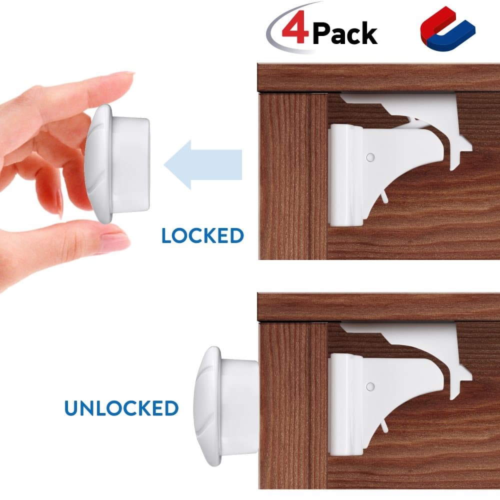 Tatkraft Secret 4 Baby Safety Magnetic Cabinet Locks Self Adhesive