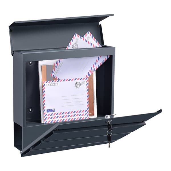 Postlåda Achtrup brevlåda med tidningshållare antracit 37x37x10,5 cm [en.casa]