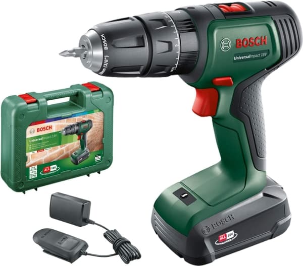 Bosch UniversalImpact 18 - Hammerbor/driver - trådløs - 2 hastigheter - nøkkelfri borhylse 10 mm - 34 N·m inkludert lader - 18 V
