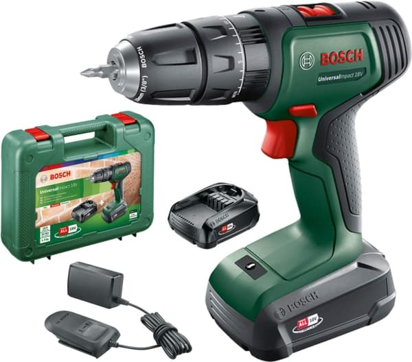 Bosch UniversalImpact 18 - Hammerbor/driver - trådløs - 2 hastigheter - nøkkelfri borhylse 10 mm - 34 N·m inkludert lader - 18 V